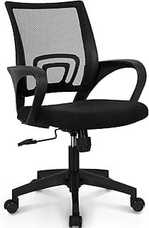 NEO CHAIR Office Desk Computer Chair Ergonomic Mesh Gaming Mid Back Seat with Comfy Lumbar Support Adjustable Height Swivel for Home Task (Black)