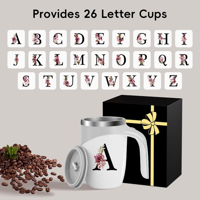 Initial Magnetic Stirring Coffee Mug Stainless Insulated Travel Cup Women Xmas Birthday Ideas Gift New Step Bonus Mom Daughter Son Law Unique Who Have Good Special Busy Useful Adult Custom Present,S