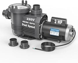 AQUASTRONG In/Above Ground Pool Pump Pure Copper Motor Energy Efficient High Flow Powerful Self Primming Swimming Pool Pumps with Filter Basket, Grey