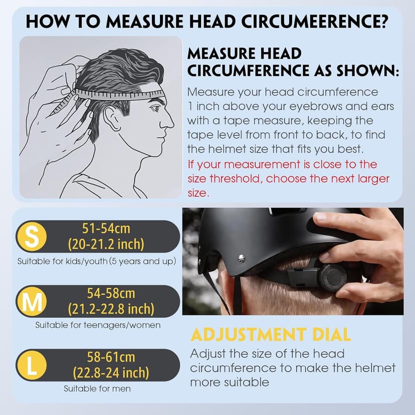Skateboard Helmet for Adults - Adjustable Certified Safety Adults Helmet for Skateboarding Bike Bicycle Scooter Cycling Skate Skating Multisport Helmets for Women Men Boys Girls Kids Youth