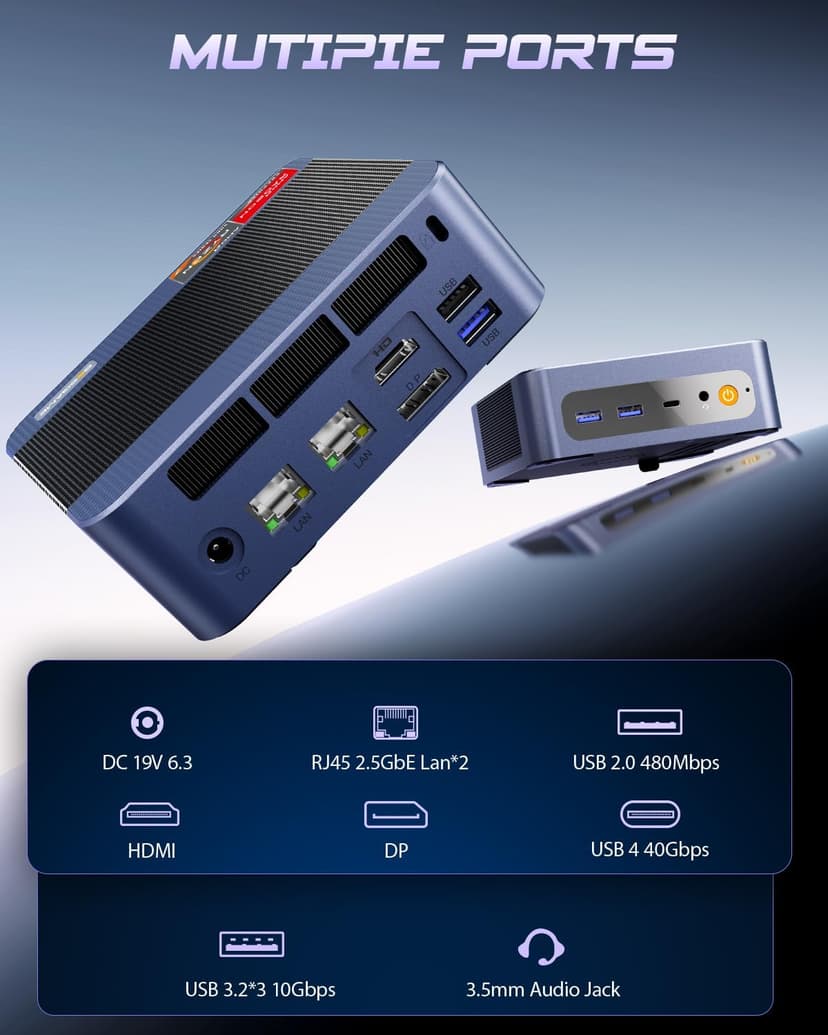 BOSGAME P3 MIX Mini PC, Mini Desktop Computer with AMD Ryzen 5 7640HS (up to 5.0 GHz), 16GB DDR5, 512GB PCIe SSD, 4K Triple Display, USB 4.0, Dual 2.5G LAN & Wi-Fi 6E & BT5.2, for Home, Office, Gaming
