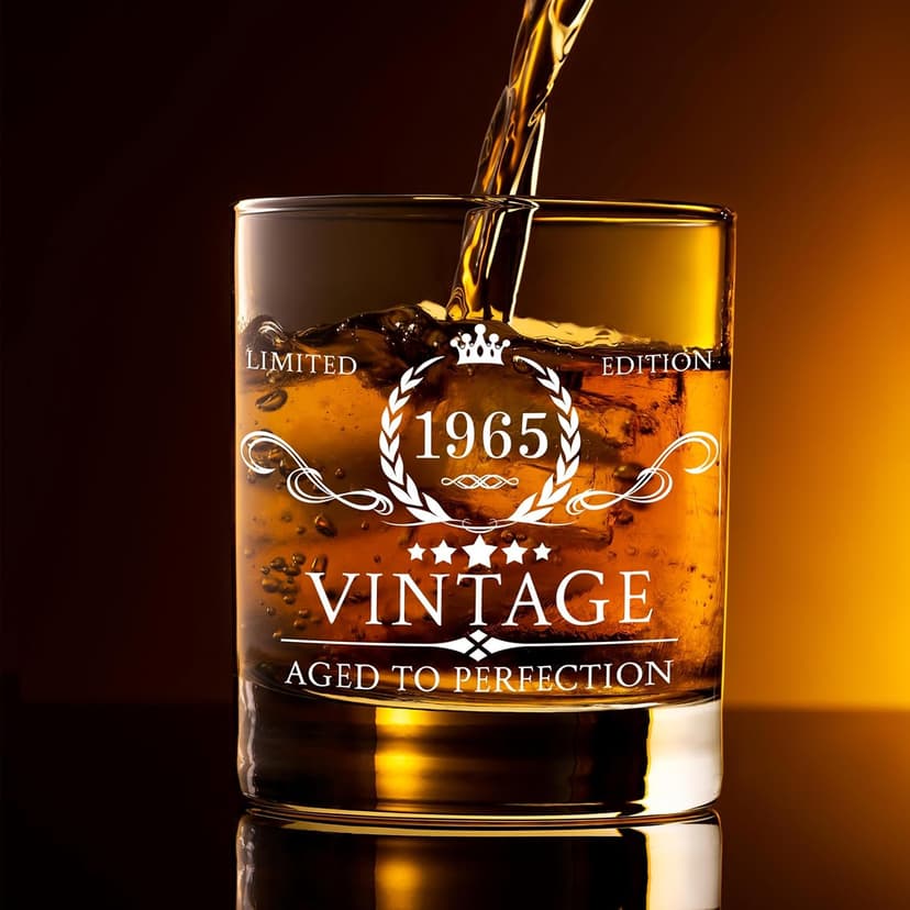 AOZITA 60th Birthday Gifts for Men - 60th Birthday Decorations for Men, Party Supplies - 60th Anniversary, Bday Gifts Ideas for Him, Dad, Husband, Friends - 11oz Whiskey Glass
