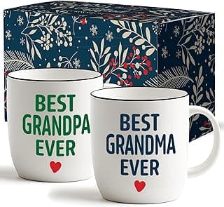 Triple Gifffted Worlds Best Grandparents Coffee Mugs for Grandma and Grandpa, Gifts Ideas From Grandkids, Grandchildren, New First Time Grandparent Announcement Christmas Valentines Day, Ceramic 380ml