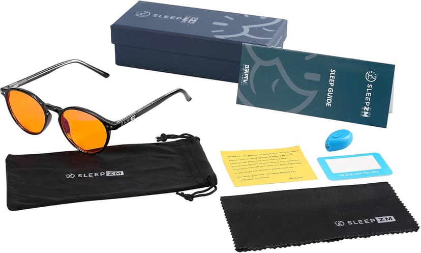 Sleep ZM 100% Blue Light Blocking Glasses - Women + Men - Better Sleep - Anti Eye Strain Protection - Computer Screens Gaming