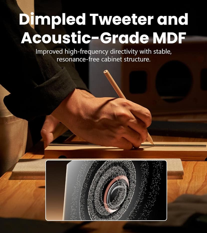 Edifier MR5 2.0 Studio Monitor Bookshelf Speakers, 110W(RMS), Hi-Res Audio, Bluetooth 6.0, 3-Way Active Design, Room Compensation, XLR/TRS/RCA Inputs, Compact Size for Home Studio & Music - Black