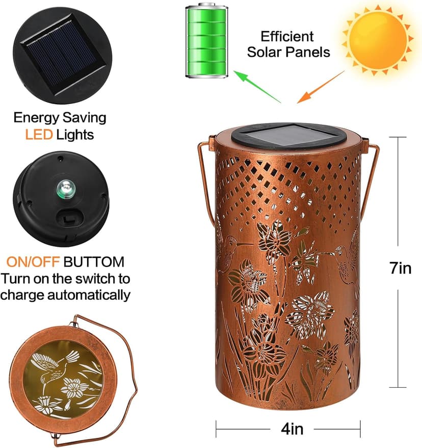 Solar Lanterns Outdoor Waterproof Hummingbird Garden Decorations Gifts for Women Gifts for Mom Grandma Birthday Gifts Hanging Solar Lanterns Outdoor for Patio Decoration, Deck, Lawn, Passageway