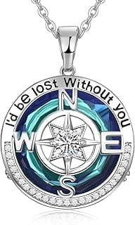 PAITAIN Compass Necklaces for Womens Jewelry for Wife Birthday Gift Ideas Wedding Anniversary Birthday Gifts for Her Gifts for Wife Sapphire Jewelry for Women, 18k Real Gold Filled S925 Sterling Silver Based