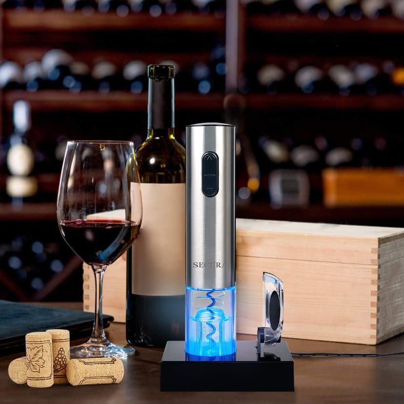 Secura Electric Wine Opener, Automatic Electric Wine Bottle Corkscrew Opener with Foil Cutter, Rechargeable (Stainless Steel) B01261VEOG