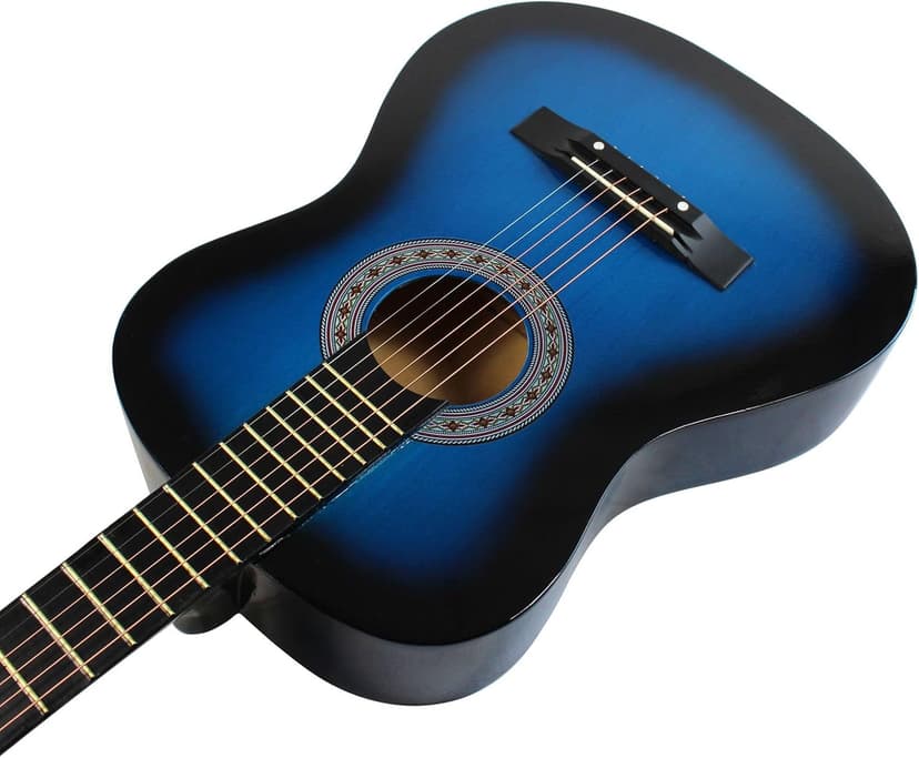 YMC 38" Blue Beginner Acoustic Guitar Starter Package Student Guitar with Gig Bag,Strap, 3 thickness 9 Picks,2 Pickguards,Pick Holder, Extra Strings, Electronic Tuner -Blue