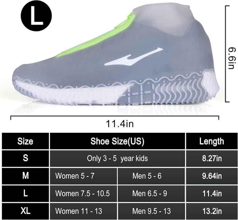 ydfagak Shoe Covers Waterproof Reusable Foldable Not-Slip Rain Shoe Covers with Zipper,Shoe Protectors Overshoes Rain Galoshes for Kids Men and Women