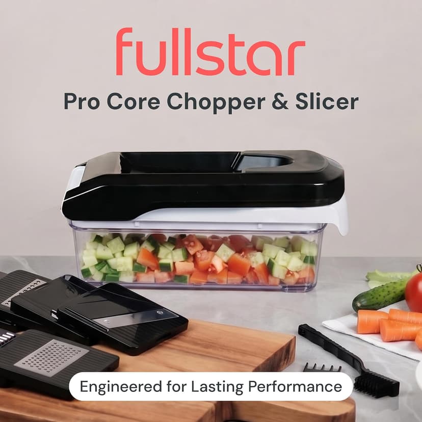 Multi-Blade Veggie Slicer, 5-Cup Container Food Chopper, Julienne Grater Dicer, Dishwasher Safe Kitchen Gadgets & Essentials Fullstar Pro Core Vegetable Chopper & Mandoline Slicer, 6-in-1 Kitchen Tool B0BHSXFTGH