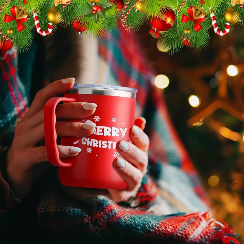 Stainless Steel Insulated Tumbler Bulk, Xmas Cup Straw Lid, for Teacher Coworker Team, Holiday Prints, Office Party Favors Umigy 12 Pcs Christmas Coffee Mug Bulk 17oz Employee Appreciation Gift Cute B0D59Y943Q