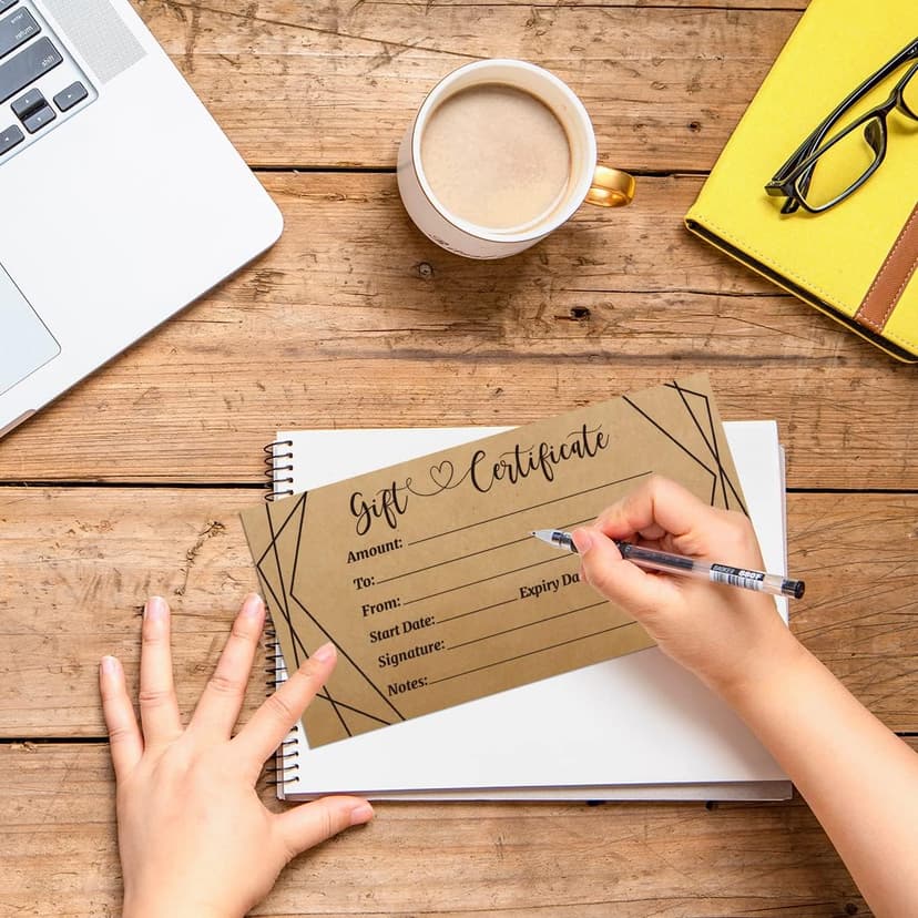 ceiba tree Kraft Blank Gift Certificates for Business 30 Pcs Black Foil Certificate Cards with Envelopes for Salon Restaurants Spa Birthday