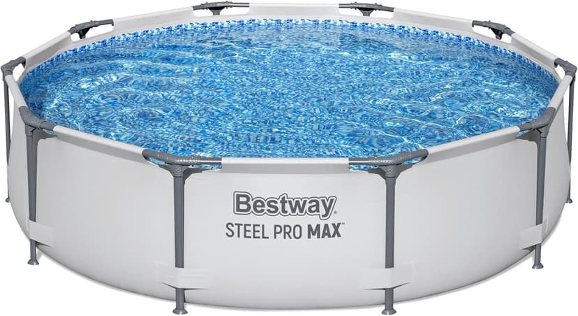 Bestway Steel Pro MAX 10' x 30" Above Ground Pool, Round Metal Frame Outdoor Swimming Pool Set with Filter Pump & Type I Cartridge, Gray