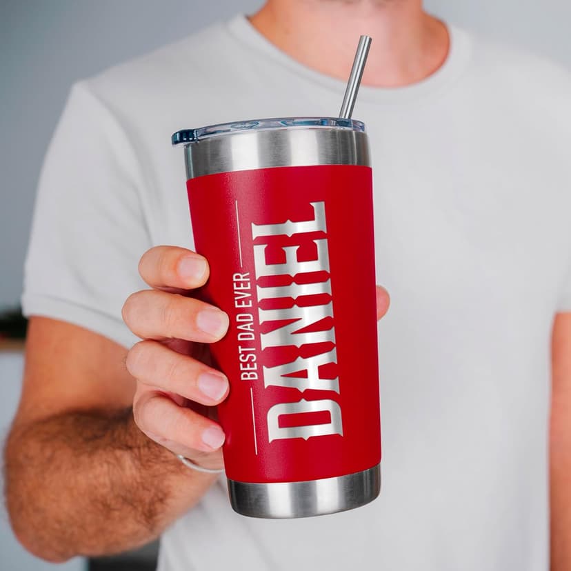 Personalized 30oz Tumbler with Engraved Name | Red Stainless Steel Travel Mug with Slider Lid | Vacuum Insulated Coffee Cup | Custom Gift for Women & Men, Birthday, Christmas B07CNBSP8V