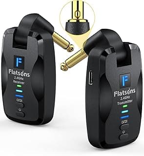 FW2D Wireless Guitar System Exclusive Mute Plug, 2.4 GHz Wireless Guitar Transmitter Receiver, 10H Working Cordless Guitar Transmitter Rechargeable USB C for Acoustic Electric Guitar Bass Ukulele etc