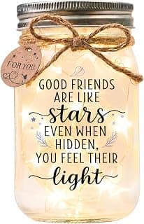 Thanksgiving & Christmas Gift for Women, Best Friend Gift for Women, Warm LED Keepsake for Birthdays and Farewells Friendship Gifts for Women, Best Friend Birthday Gifts Mason Jar Light B0FMD5RWXY