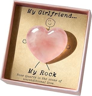Gift for Girlfriend – My Rock Rose Quartz Heart Pocket Hug, Natural Crystal Love Stone Keepsake with Message Card & Gift Box, Love Gift from Boyfriend B0GG9PQF8Y