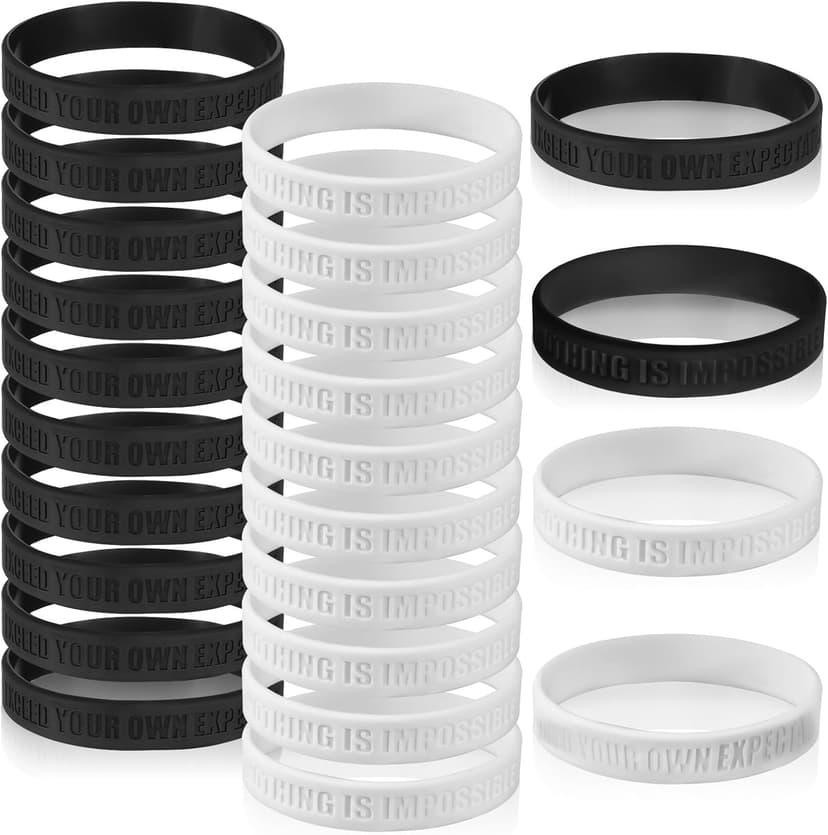 Tondiamo Nothing is Impossible, Exceed Your Own Expectations Motivational Silicone Wristbands Inspirational Rubber Bracelet Stretch Inspirational Bracelets Bulk for Sports Party Supplies
