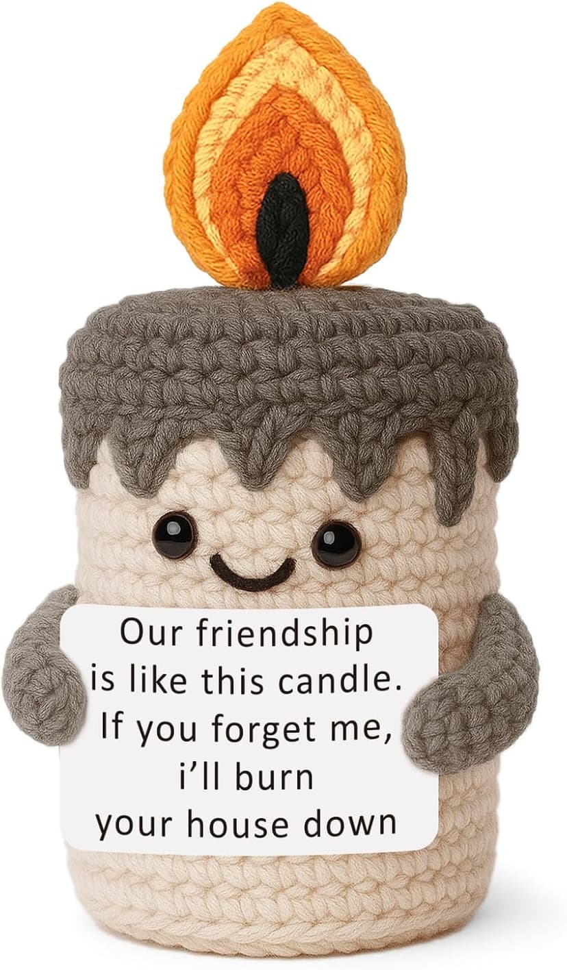 YUEYUQIU Funny Best Friend Birthday Gifts for Women Men, Handmade Crochet Candle Decor, Sarcastic Friendship Presents for Bestie Sister, Cute Birthday Christmas Gag Gift, Dark Humor Desk Accessories B0GHDZ4BJM