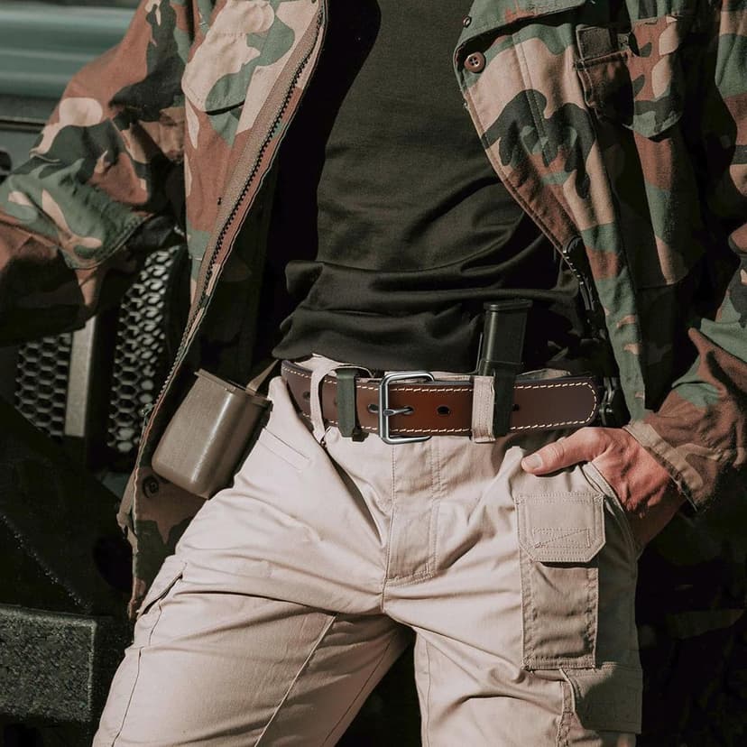 YOETEY Leather Gun Belt for Men - 1.5" Heavy Duty Belt for Work CCW