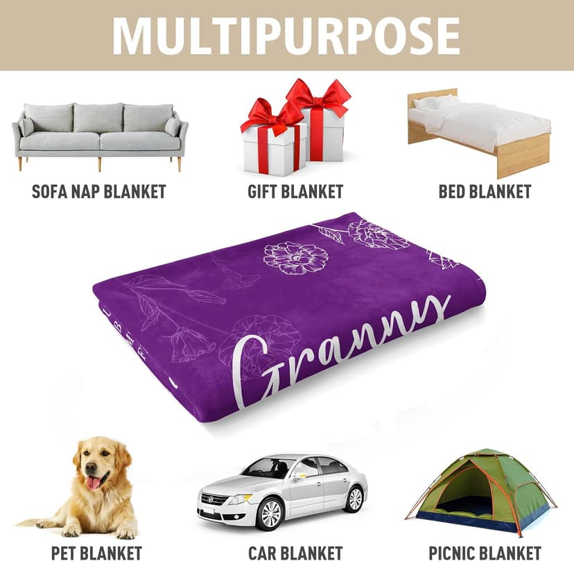 Gifts for Granny, Grandma Birthday Gift from Grandkids, to My Granny Grandma Throw Blanket for Christmas GiltGlimmer Granny Gifts for Grandma, Granny Floral Blanket 50" x 60" B0DHSP946G
