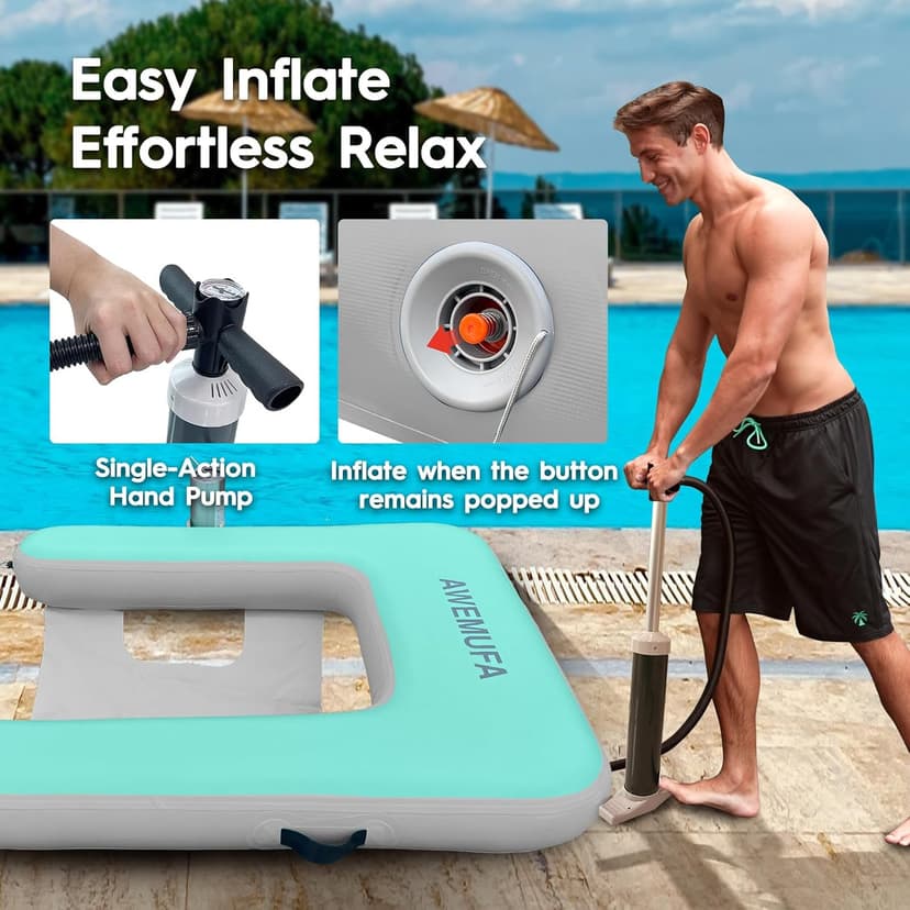 AWEMUFA Inflatable Chair for Lakes, Inflatable Floating Chair Floating Pool Lounger Float Adult, Heavy Duty Lake Floats Outside Tanning Pool Hangout Armrest Floaties