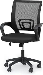 Magshion Ergonomic Office Desk Chair, Mid-Back Mesh Computer Chair, Swivel Chair with Breathable Backrest & Lumbar Support, Adjustable Height for Gaming, Work, Study, 300 Lbs Capacity, Black