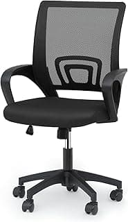 Magshion Ergonomic Office Desk Chair, Mid-Back Mesh Computer Chair, Swivel Chair with Breathable Backrest & Lumbar Support, Adjustable Height for Gaming, Work, Study, 300 Lbs Capacity, Black