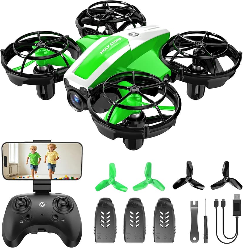 Holy Stone Mini FPV Drone with 1080P HD Camera for Kids & Beginners, RC Nano Quadcopter with Optical Flow Hover, Gesture Control, 3D Flips, 3 Batteries, Great Gift Toy for Boys and Girls, HS210P Green