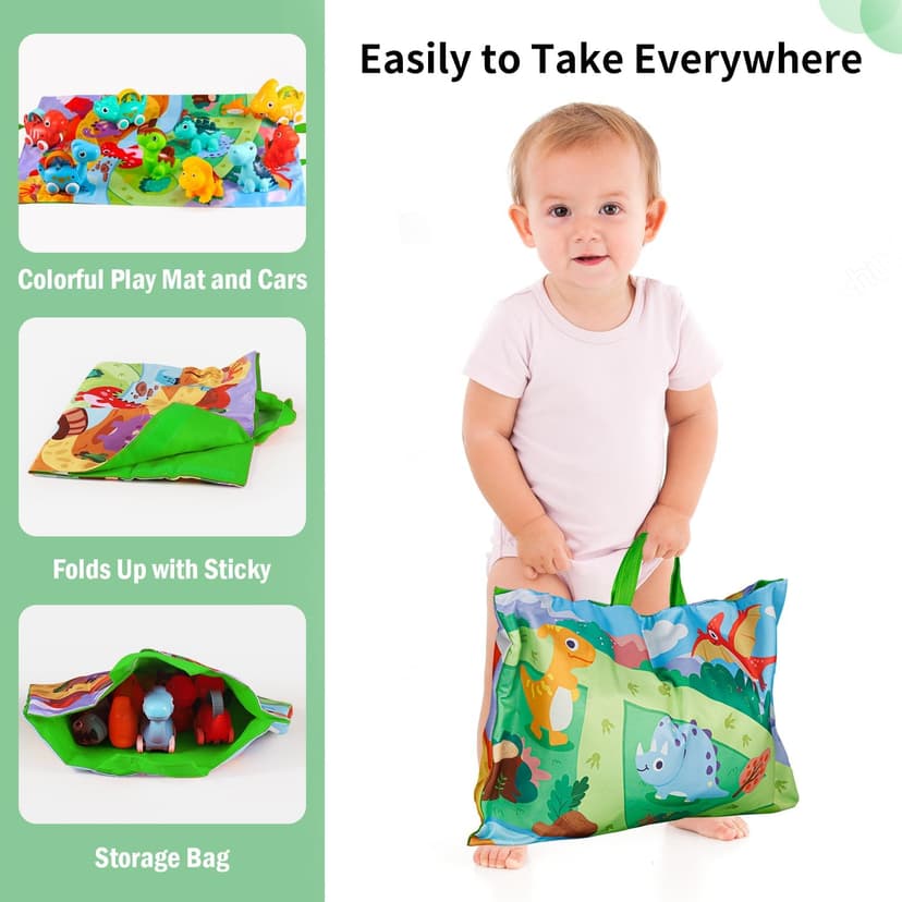 9 PCS Vehicles for Baby Boy Gifts,1 Year Old Toys for Toddler Boy Toys 1-2,1st Birthday Gift for Infant 12 18 Months ALASOU Dinosaur Car Toys for 1 Year Old Boy Gifts with Playmat/Storage Bag B09MN585VM