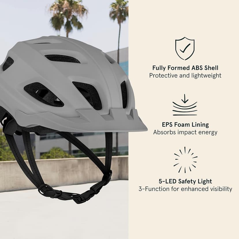 Retrospec Lennon Adult Bike Helmet with LED Safety Light Adjustable Dial & Removable Visor - Adjustable Bicycle Cycling Helmet for Men & Women