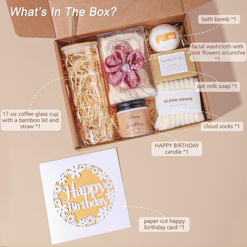 Unique Birthday Gift for Mom, Funny Gift Ideas, Gift Basket for Sister Wife Best Friends Daughter Coworkers Aunt Teacher Birthday Gifts for Women, Happy Birthday Gift Box Set for Woman B0F6XKNQJP