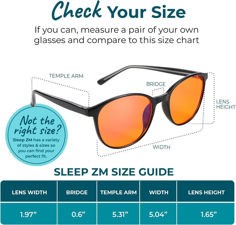 Sleep ZM 100% Blue Light Blocking Glasses - Women + Men - Better Sleep - Anti Eye Strain Protection - Computer Screens Gaming