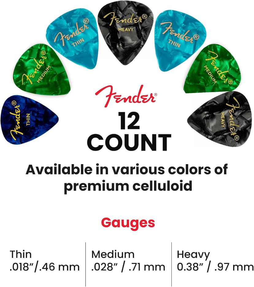 Fender Premium Picks Sampler - 12 Pack Includes Thin, Medium & Heavy Gauges (Austin Bazaar Exclusive) B07ZRYKNGS