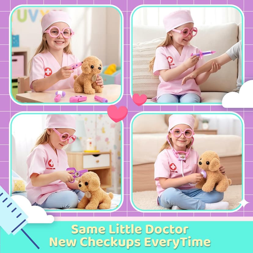 A gift for girls birthday Christmas, Encourages caring role play, builds confidence, stays neatly organized Meland Doctor Kit with Puppy for Girls, Pretend Play Toy Gift for Ages 3–6 B09PD6YWF1