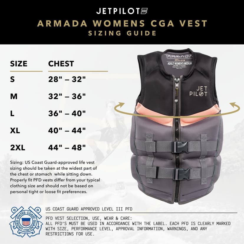 Jetpilot Women’s Lifevest. Armada Neoprene Coast Guard Approved Life Jacket PFD