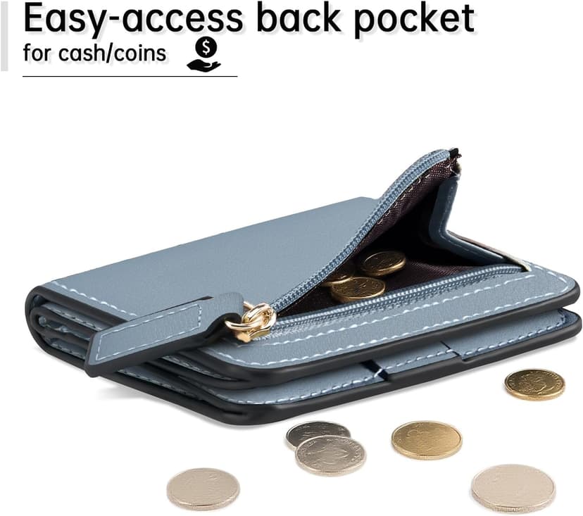 Toughergun Women’s Small Slim Leather Wallet with RFID Protection, Compact Bifold Mini Purse with Clear ID Window