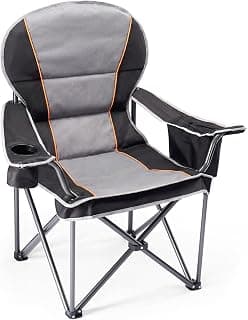 NEWBULIG Oversized Folding Camping Chair for Adults, Portable Outdoor Collapsible Chairs, 500 LBS Heavy Duty Support, with Cup Holders, for Lawn, Fishing, Hiking, Black