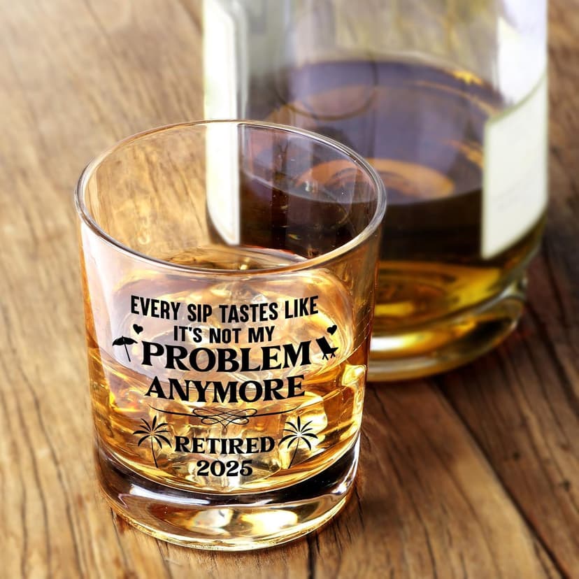 NewEleven First Christmas Retirement Gifts For Men 2025 - Coworker Leaving, Goodbye Gift, Farewell Gifts For Coworkers, Friends, Dad, Grandpa - Retirement Gift From Friend, Colleague - Whiskey Glass
