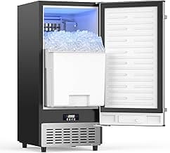 Coolake Ice Maker Under Counter 120lbs/day with 40lbs Storage, Outdoor Built-in Ice Maker Machine, Stainless Steel Self-cleaning Gravity Drainage Freestanding Ice Machine for Party Home Bar Restaurant