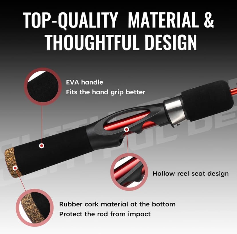 WIDDEN Ice Fishing Rod and Reel Combo, 27" Medium Light Spinning Ice Fishing Pole, Gear with Tackle Box Kit, Line, Lures for Saltwater, Freshwater Trout, Bass, Walleye