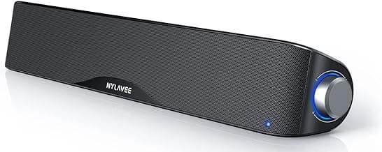 Nylavee Computer Speakers, Hi-Fi Stereo Computer Sound Bar with Bluetooth & 3.5mm Aux, USB/USB-C Powered for Desktop PC, Laptop & Monitor, Built-in Mic and Headphone Jack