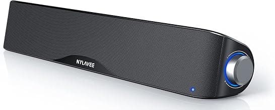 Nylavee Computer Speakers, Hi-Fi Stereo Computer Sound Bar with Bluetooth & 3.5mm Aux, USB/USB-C Powered for Desktop PC, Laptop & Monitor, Built-in Mic and Headphone Jack