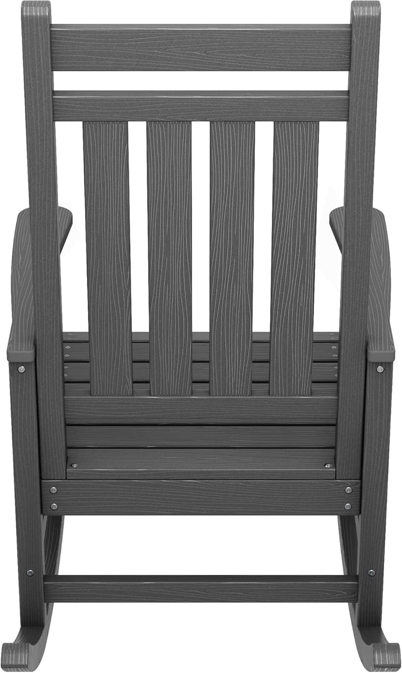 SERWALL Outdoor Rocking Chair Set of 2, HDPE Rocking Chairs for Adult, All Weather Porch Rockers for Lawn Garden, Grey