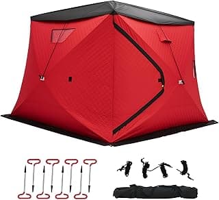 Albott Insulated Pop-Up Ice Fishing Tent, Ice Shanty with Oxford Fabric, Waterproof Rain Cover, Chimney Vent, Anchors, Ropes, Carry Bag, Insulated and Warm Large Fishing Area