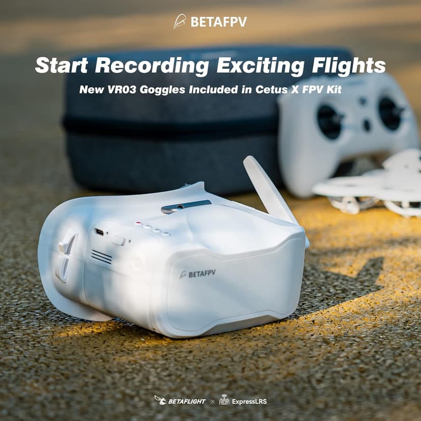 BETAFPV ELRS V3 Cetus X FPV Kit with Betaflight FC LiteRadio 3 Transmitter C04 Cam VR03 Goggles with DVR Recording Function, Supported 2S Power Advanced RTF Kit for FPV Beginners to Fly Faster Further