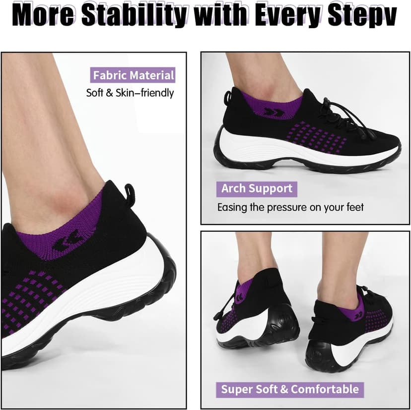STUNAHOME Orthopedic Sneakers Breathable Women Walking Shoes Slip on Trainers Women's Comfortable Casual Ladies Athletic Shoe Thick Bottom
