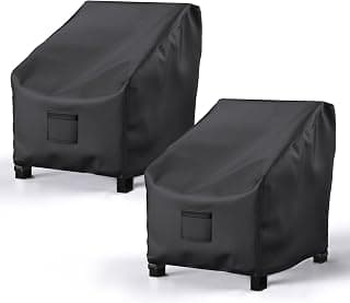Patio Chair Covers for Outdoor Furniture Waterproof 2 Pack, Lawn Chair Covers 600D Heavy Duty Oxford Cloth, Large Covers for Lounge Lawn Deep Seat Black 29"W×30"D×36"H