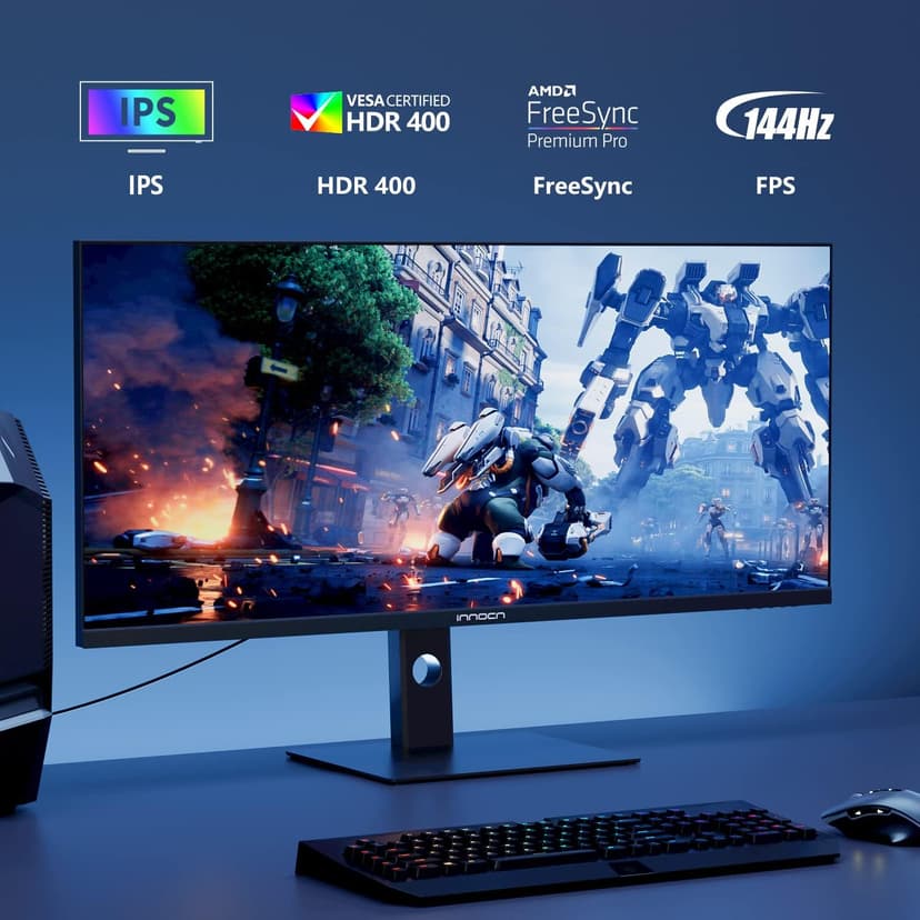 INNOCN 40C1R Ultrawide Monitor 40" WQHD 3440 x 1440p 144Hz FreeSync Premium HDR400 21:9 Computer Display 95% DCI-P3 500Nits IPS USB Type-C HDMI Tilt/Height Adjustable, Mountable